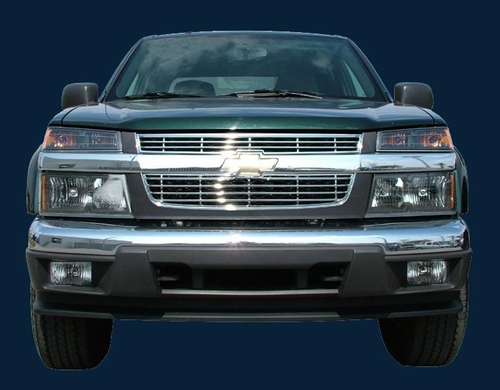 '04-12 chevrolet colorado abs chrome plastic snap in grille overlay insert gi/19