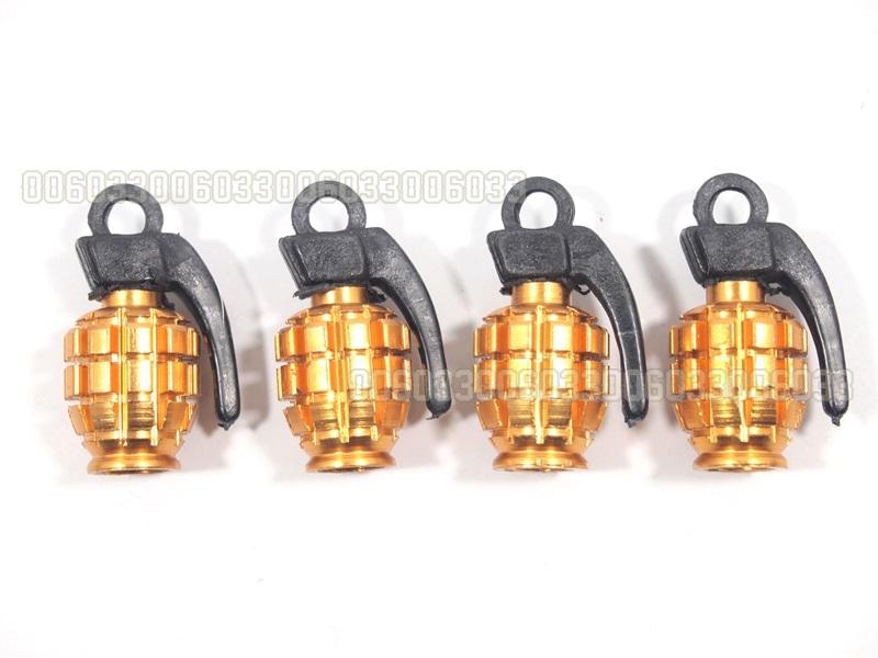 Tyre valve dust cap metal grenade for motor motorbike motorcycle motor gold 008