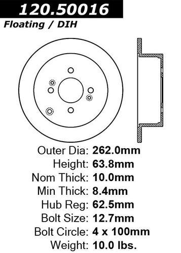 Centric 120.50016 rear brake rotor/disc-premium rotor-preferred