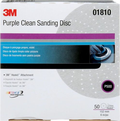 3m purple clean sanding hookit disc 6&#034;  p/n 01810, grit p500 - box of 50