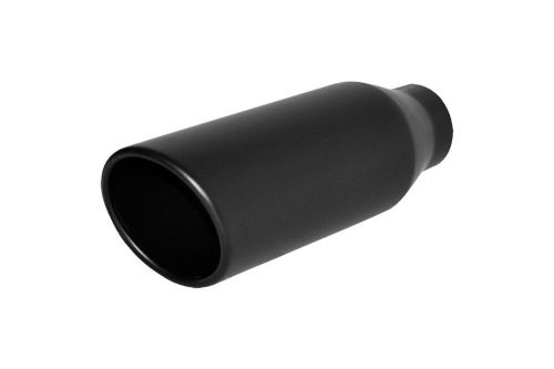 Flat black exhaust tip long 3&#034; inlet 4&#034; outlet 12&#034; l rolled angle cut