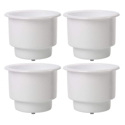 4-pack white recessed plastic cup drink can holder with drain boat pontoon auto