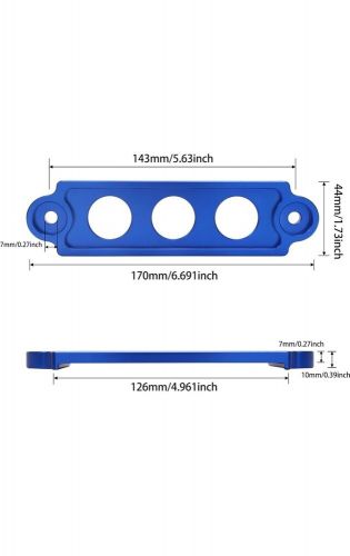 Blue car battery tie down bracket clamp holder - small universal 45 x 170mm