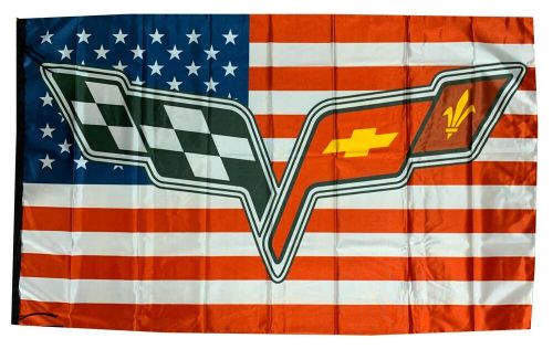 Corvette c6 chevrolet usa us flag banner 5 x 3 ft 150 x 90 cm