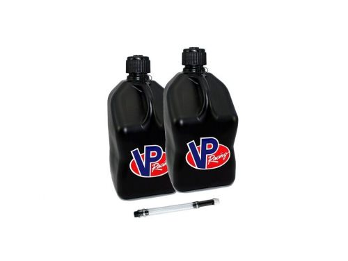 Vp fuel 2 pack black 5 gallon race fuel jug gas can alcohol w/ filler hose