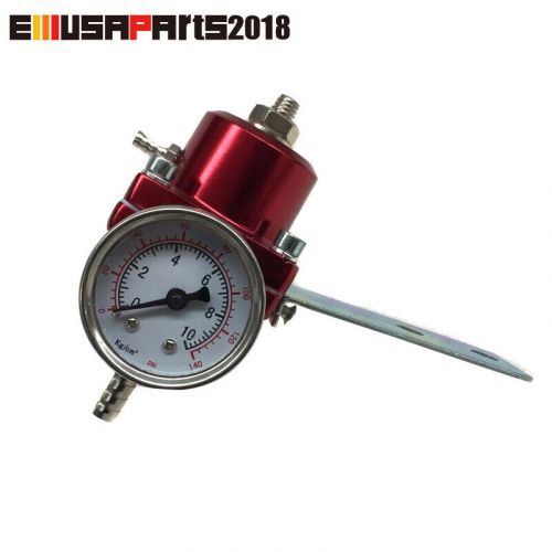 Fuel pressure regulator fpr 0-140 psi gauge/hose red turbo universal aluminum