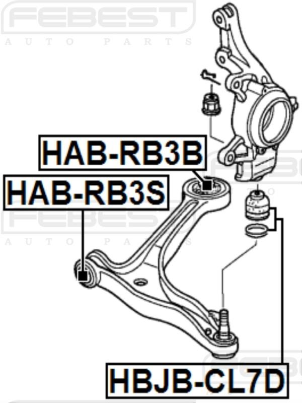 Honda odyssey iii (lhd) 2005-2010 rear arm bushing front arm oem 51350-shj-a03