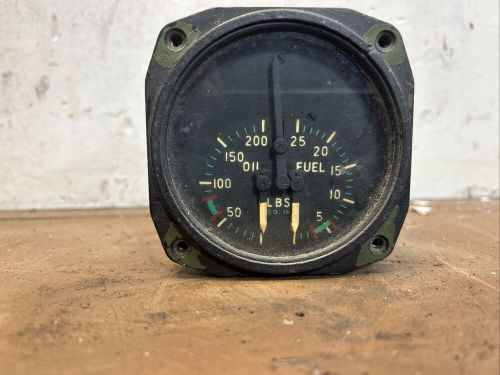 Vintage electric auto-lite type b-7 aircraft gauge 10229-a15 temp oil fuel 3&amp;1