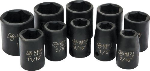 Performance tool 10 piece impact socket sets m592db 1/2&#034; sae shallow