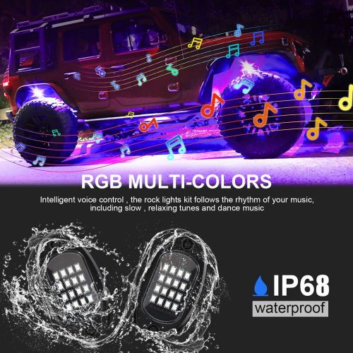 8 pod rgb led rock light kit car suv off-road underglow lamp remote app control