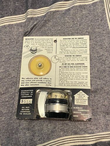 Vtg airway compass for auto, boat model 592 nos made in the usa