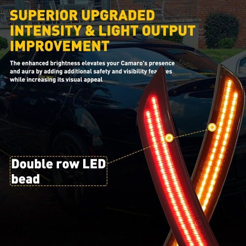 Led yellow front red rear bumper side marker light for 15-21 chrysler 300 epo