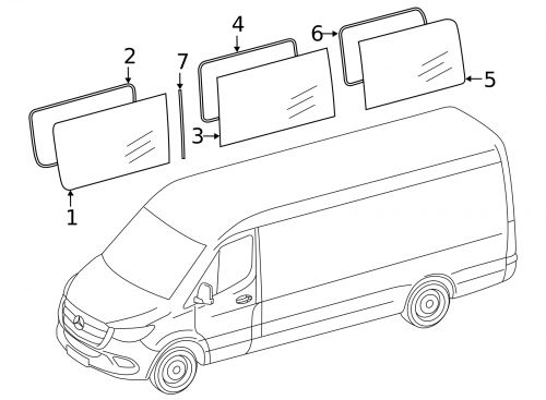 Genuine mercedes-benz front glass seal 906-671-33-20