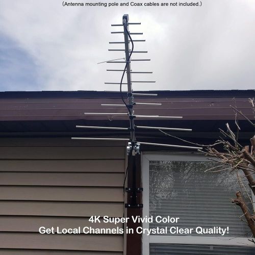 Cekay outdoor antenna yagi satellite hd - attic or roof silver, black