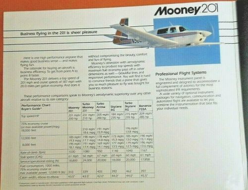 &#039;83 factory brochure mooney 20 specs performance comparison beech, cessna, piper