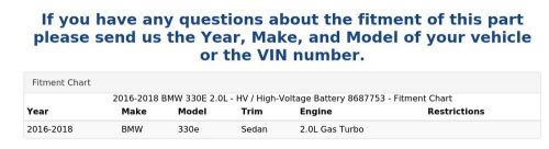 2016-2018 bmw 330e 2.0l - hv / high-voltage battery 8687753