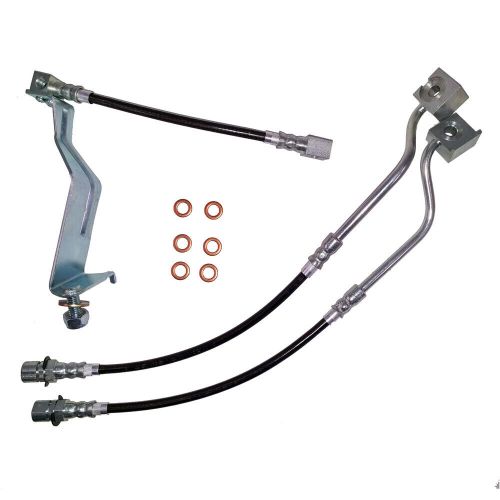 1987-1993 ford mustang front &amp; rear stainless steel brake hose kit – black cover