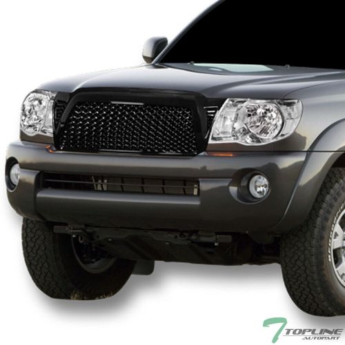 Topline for 2005-2011 toyota tacoma chrome headlights nb+mesh front grille black