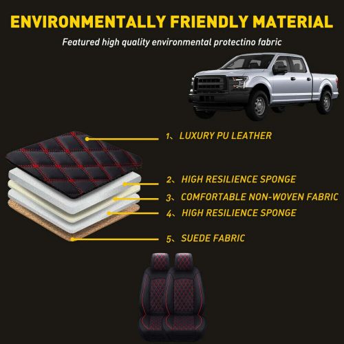 Pu leather pickup car seat cover for 2009-2021 ford f-150 crew cab front exc