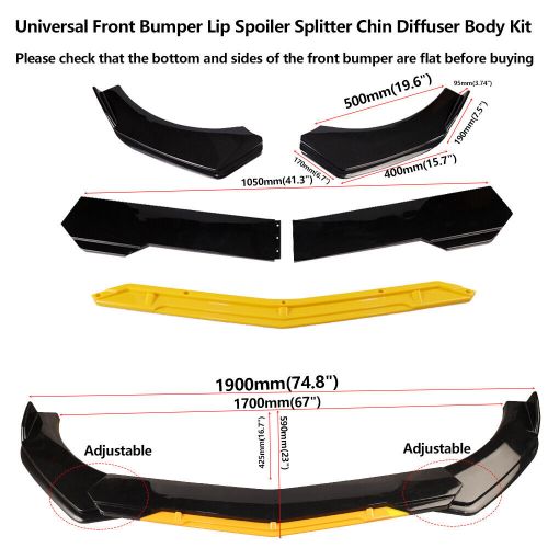 For dodge charger front bumper lip spoiler splitter diffuser glossy black yellow