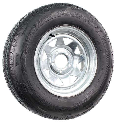 Radial trailer tire on rim st205/75r14 lrd 14&#034; 5 lug spoke galvanized wheel