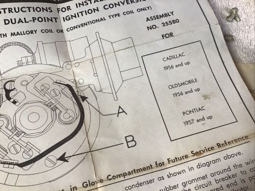 Vintage nos mallory dual point conversion kit 25580 gm - olds, pontiac, cadillac