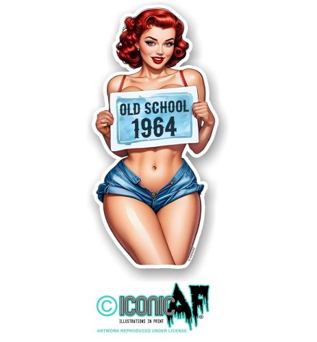 Sexy 50&#039;s old school pinup pin-up girl year dated 1964 biker vinyl car sticker