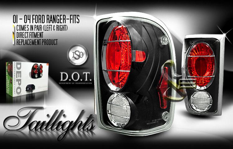 Depo pair euro style black altezza tail lights 01-05 ford ranger w/o stx model