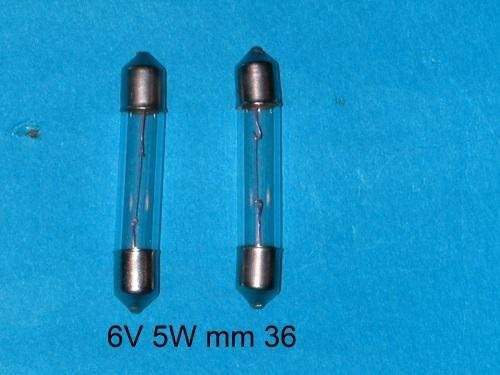 Two bulbs 6 volt 5w mm 36