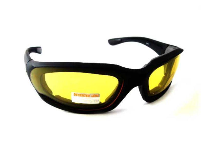 Yellow lens motorcycle night driving polycarbonate frame foam padded sunglasses