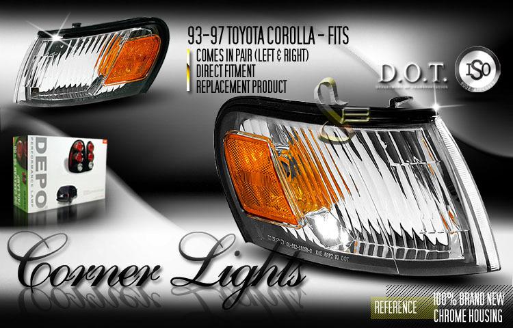 Depo pair euro style chrome corner bumper turn signal light 93-97 toyota corolla