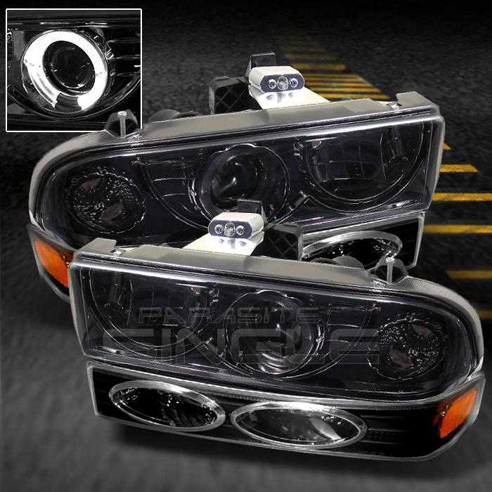 98-04 s10 blazer smoked projector halo headlights +bumper signal lights lamps