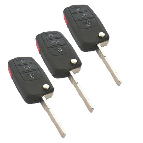 3pcs new blank flip remote smart key shell fit for volkswagen w/pad 3buttons