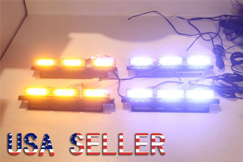 36 led car truck boat strobe emergency flashing light  dash grill white amber