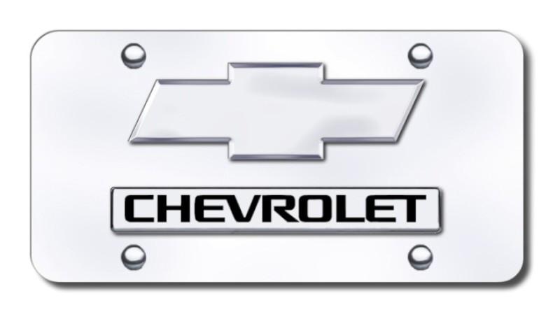 Gm dual chevy (new) chrome on chrome license plate made in usa genuine