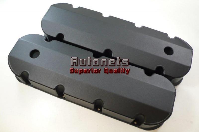 Black aluminum big block 396 427 454 502 valve covers tall smooth hot rat rod