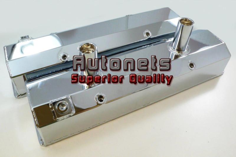 Chrome fabricate aluminum sbc circle track racing valve cover 283-400 tall