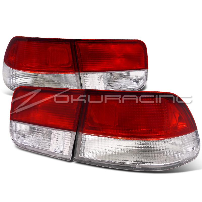 1996-2000 honda civic 2dr coupe tail lights lamps jdm red clear