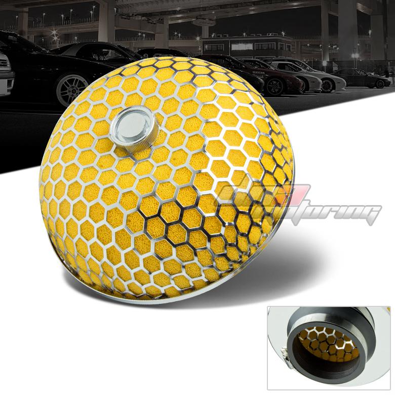 3" yellow cold air/short ram intake/turbocharger race mushroom mesh foam filter