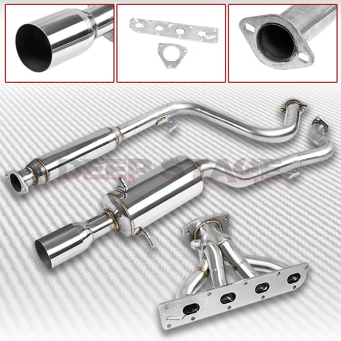 Stainless steel cat back exhaust 3.5"tip muffler+header 05-07 chevy cobalt 2.2l