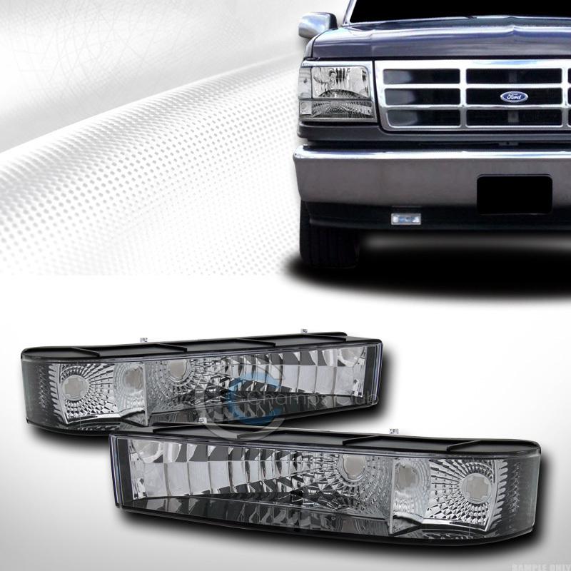 Blk clear lens signal bumper lights lamps dy 92-96/97 ford f150 f250 f350 bronco