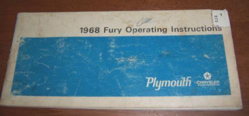 Vintage 1968 plymouth fury operating instructions owner's guide manual