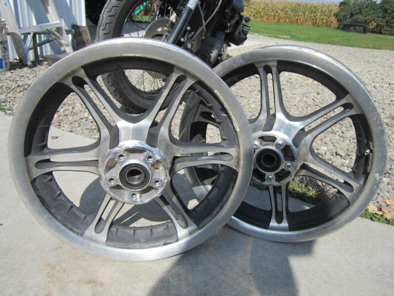 Harley davidson 16" front rear wheels soft tail touring road king black