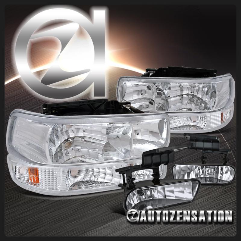 00-06 suburba 99-02 silverado chrome clear headlight+bumper lights+fog lights