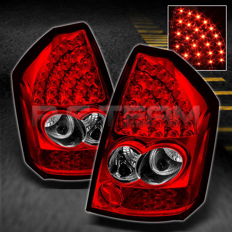 05-07 chrysler 300c red clear led tail brake lights lamps pair left+right