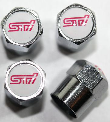 Subaru white tire valve stem caps wrx legacy impreza sti turbo free shipping