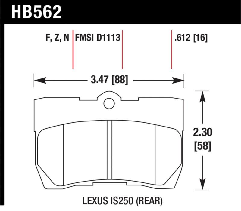 Hawk performance hb562f.612 disc brake pad 06-10 gs300 is250