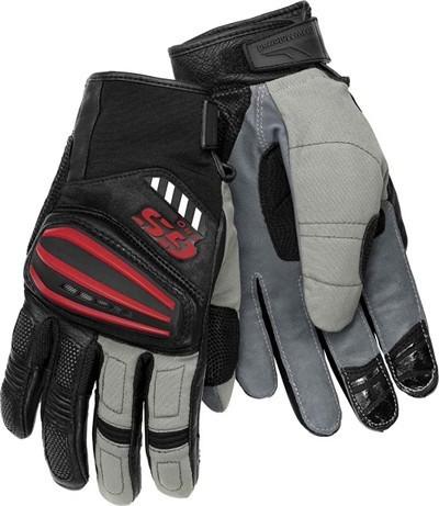 Bmw genuine motorcycle motorrad rallye glove black / grey / red size 7 - 7 1/2