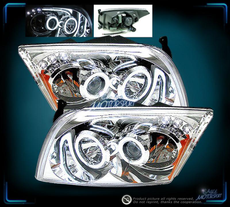 2007-2010 dodge caliber ccfl halo chrome projector headlights lh rh front lamps