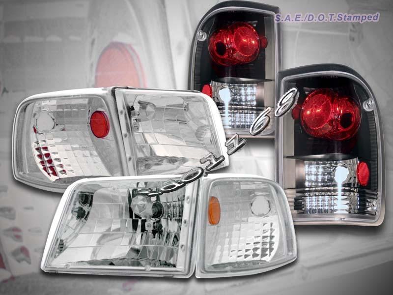 1993-1997 ford ranger clear headlights + corner + black altezza tail lights